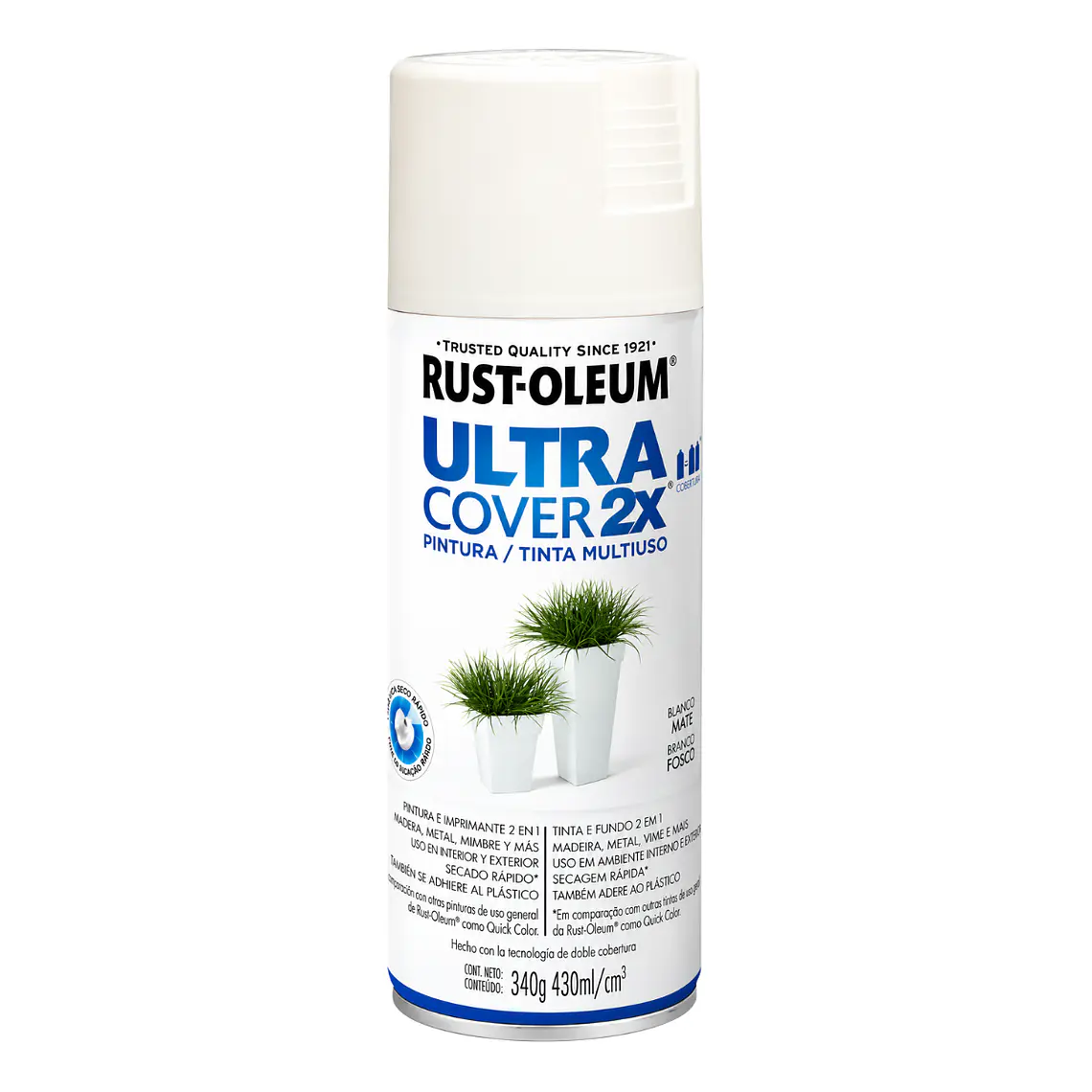Pintura Spray Ultra Cover 2X Blanco Mate 340 g Rust-Oleum 1
