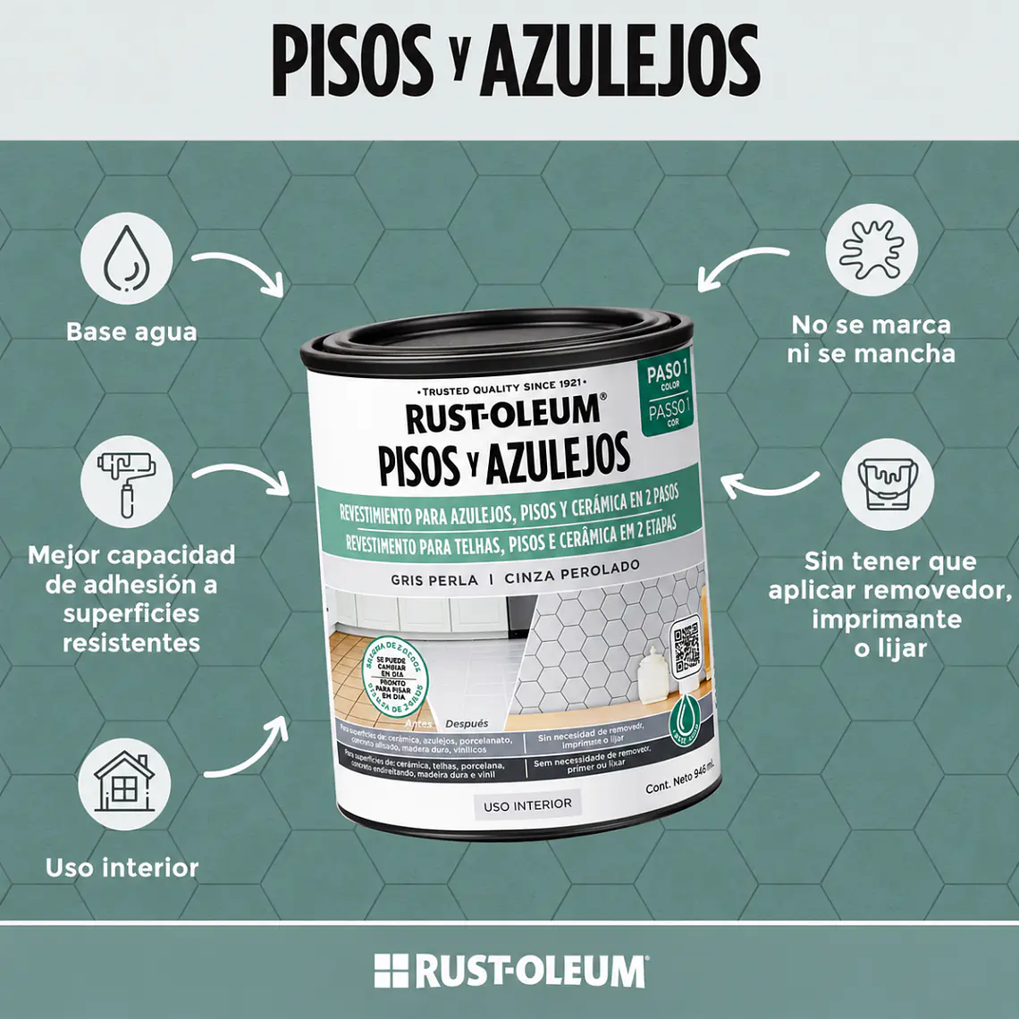 Pintura para Pisos Base Blanca Entintable Rust-Oleum 946 ml 2