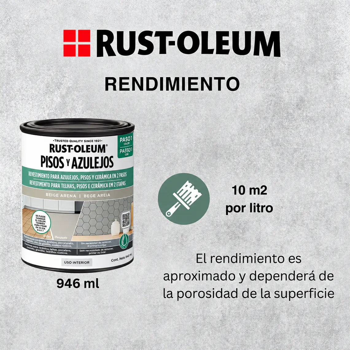 Pintura para Pisos Base Blanca Entintable Rust-Oleum 946 ml 4