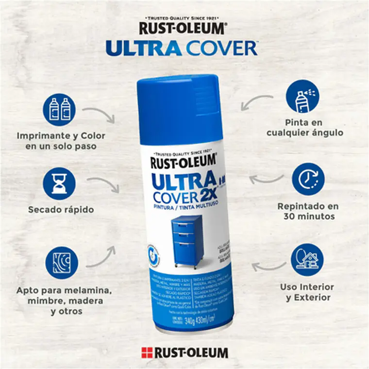 Rust-Oleum Ultra Cover 2X Blanco Brillante 340 g 2