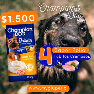 Champion dog delicias tubitos cremosos sabor pollo 56 g