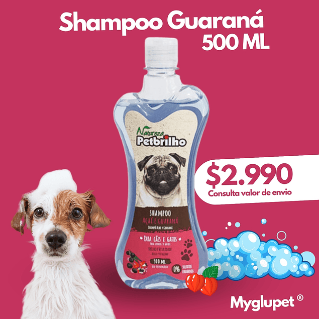 Petbrilho Shampoo para perros y gatos de Guaraná  500 ml