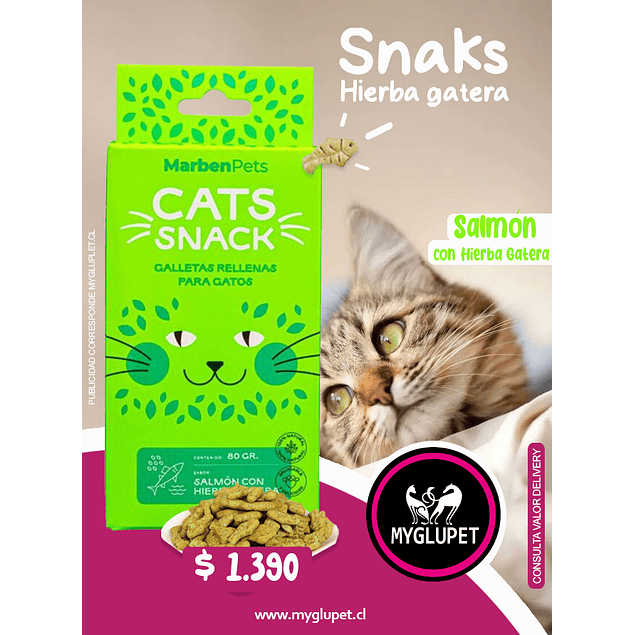 Cats Snack galletas salmon con hierva gatera 80 