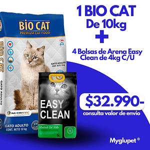 Bio Cat 10 kilos + 4 bolsas Easy clean 4 kilos