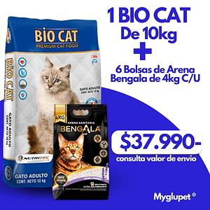 Bio Cat 10 kilos + 6 bolsas Bengala 4 kilos
