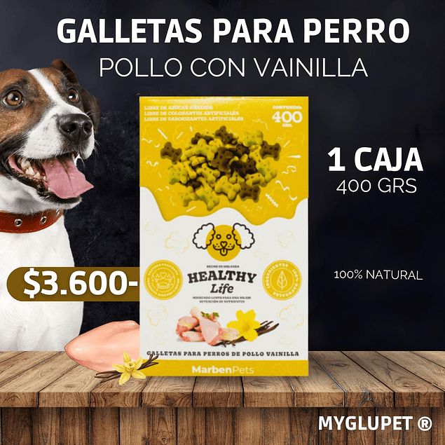 Galletas Healthy Life Pollo y Vainilla 400gms