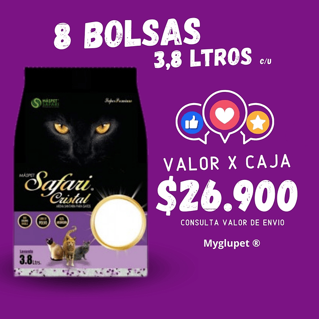 Safari Arena Cristal 8 bolsas de 3.8 litros