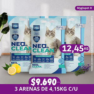 Neo Clean Arena Sanitaria Aglomerante 12,45kilos (3 bolsas de 4,15k) aroma limon