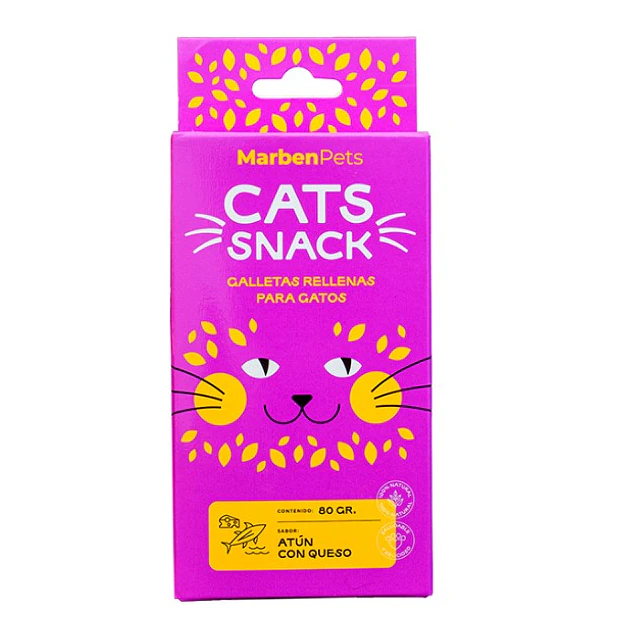 Cats Snack galletas con hierva gatera 80 gramos Atún con Queso