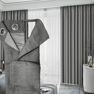 Cortinas Blackout 2 Piezas Medida Cada Paño 140X230 Cm - Gris