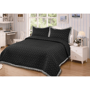 Quilt Bordado Cubrecamas 2 Plaza Reversibles
