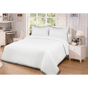 Quilt Bordado Cubrecamas 2 Plaza Reversibles