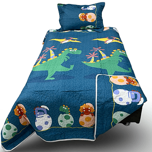 Cubrecama Quilt De Verano 1.5 Plaza DINOSAURIO PARA NIÑO