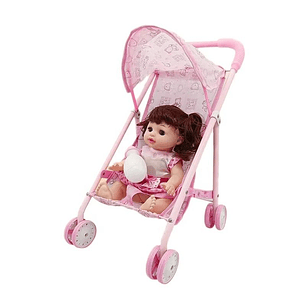 MUÑECA MAS COCHE ROSADO PARA BEBE Y NIÑA