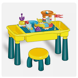 Mesa y Silla para Legos con Bloques de Construcción