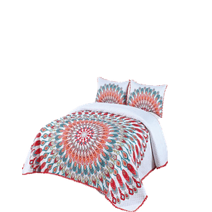 Cubrecama Ligero De Verano Con Pompones - Elegantes 2P