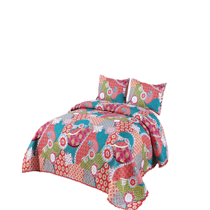 Cubrecama Ligero De Verano Con Pompones - Elegantes 2P