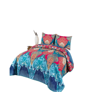 Cubrecama Ligero De Verano Con Pompones - Elegantes 2P