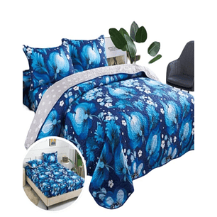 Cubrecama Quilt 5 Piezas con Sábana Incluida C1