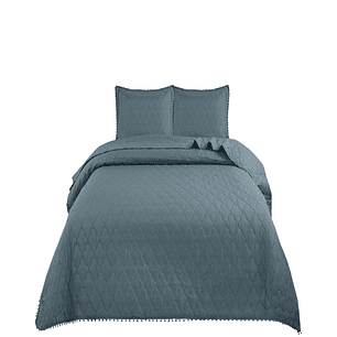 Cubrecamas Quilt 2 Plazas con Pompones C1