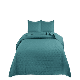 Cubrecamas Quilt 2 Plazas con Pompones C4