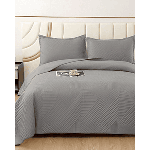 COBERTOR DE LUJO QUILT VERANO KING - SUPER KING GRIS