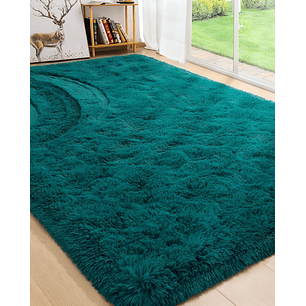 Alfombra peluda Suave 180 x 200 cm Primera Calidad Turquesa