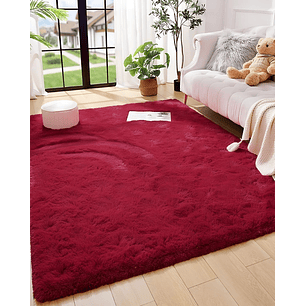 Alfombra peluda Suave 180 x 200 cm Primera Calidad Burdeo
