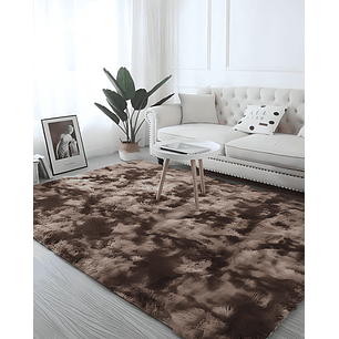 Alfombra peluda Suave 240 x 200 cm Primera Calidad Café Jaspeado