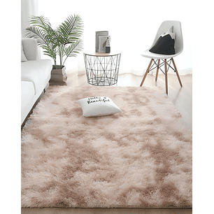 Alfombra peluda Suave 240 x 200 cm Primera Calidad Beige Jaspeado