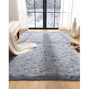 Alfombra peluda Suave 240 x 200 cm Primera Calidad Gris