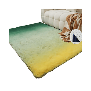 Alfombra peluda Suave 240 x 200 cm Primera Calidad Verde Jaspeado