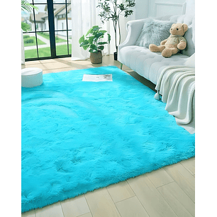 Alfombra peluda Suave 240 x 200 cm Primera Calidad Celeste