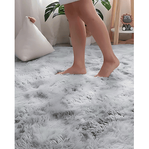 Alfombra peluda Suave 200 x 300 cm Primera Calidad Blanco y Gris