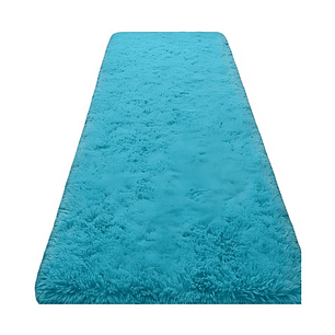 Juego por 2 Alfombra pasillera peluda liviana 70x150 ultra suave CELESTE