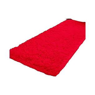 Juego por 2 Alfombra pasillera peluda liviana 70x150 ultra suave ROJO