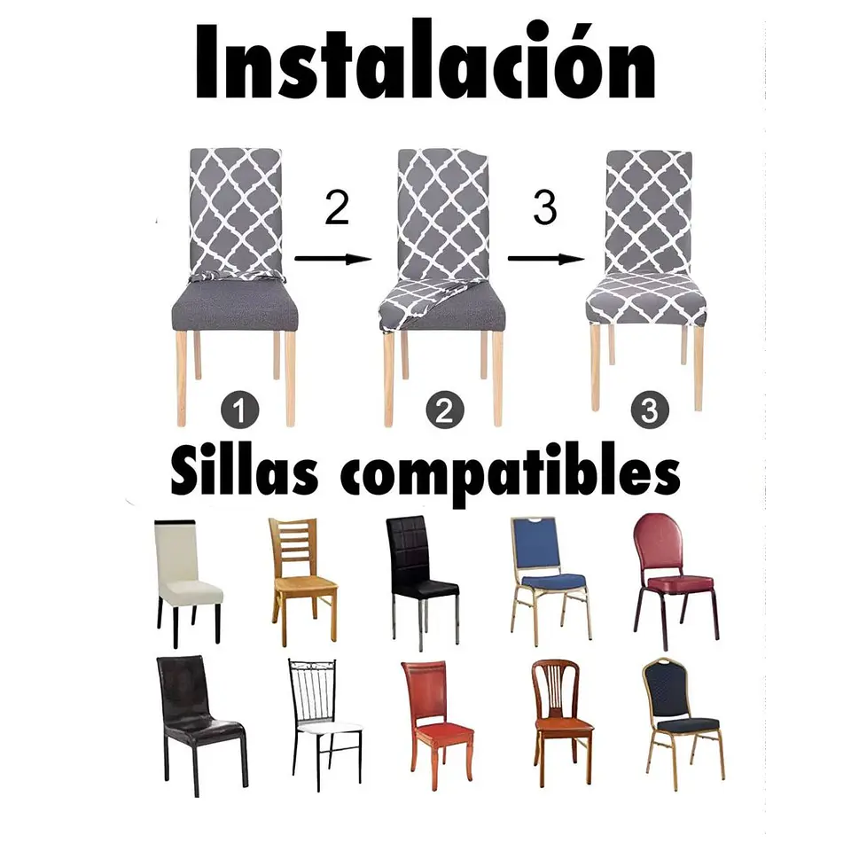 Funda Pack 6 Fundas Cubre Asiento Para Sillas Cuadrille 3