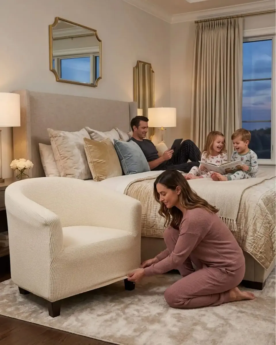 Funda Cubre Poltrona Universal Tela Elasticada Gruesa de Fácil Lavado 2