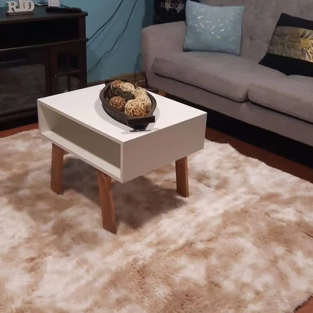 Alfombra Peludas Tipo Shaggy 180Cm X 200Cm Beige Con Blanco 1