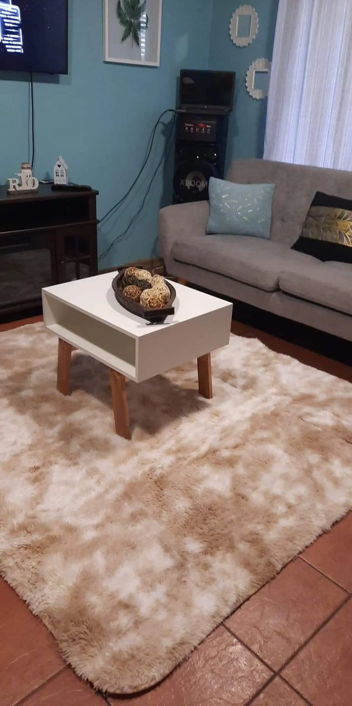 Alfombra Peludas Tipo Shaggy 180Cm X 200Cm Beige Con Blanco 1