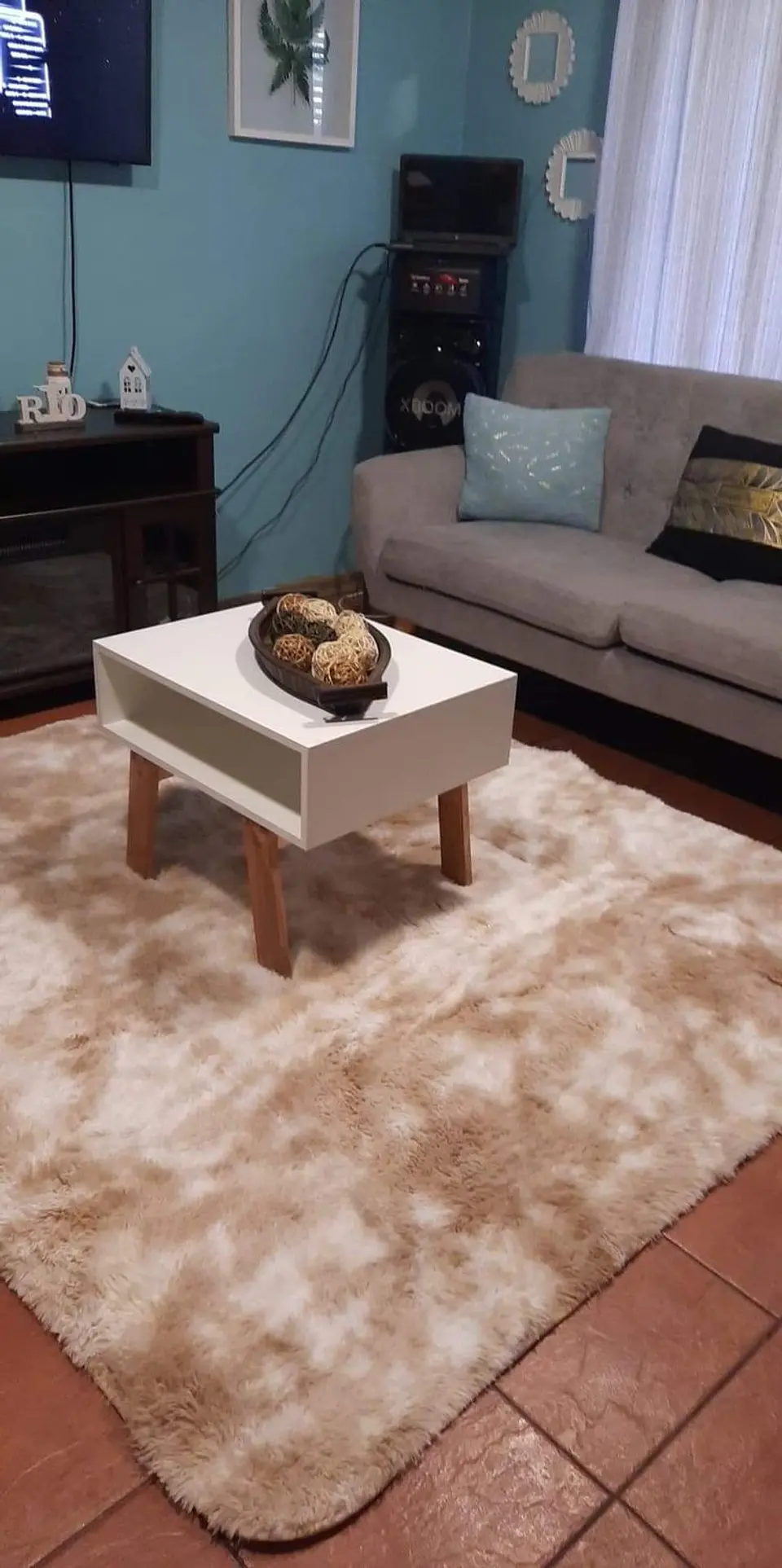 Alfombra Peludas Tipo Shaggy 180Cm X 200Cm Beige Con Blanco 1