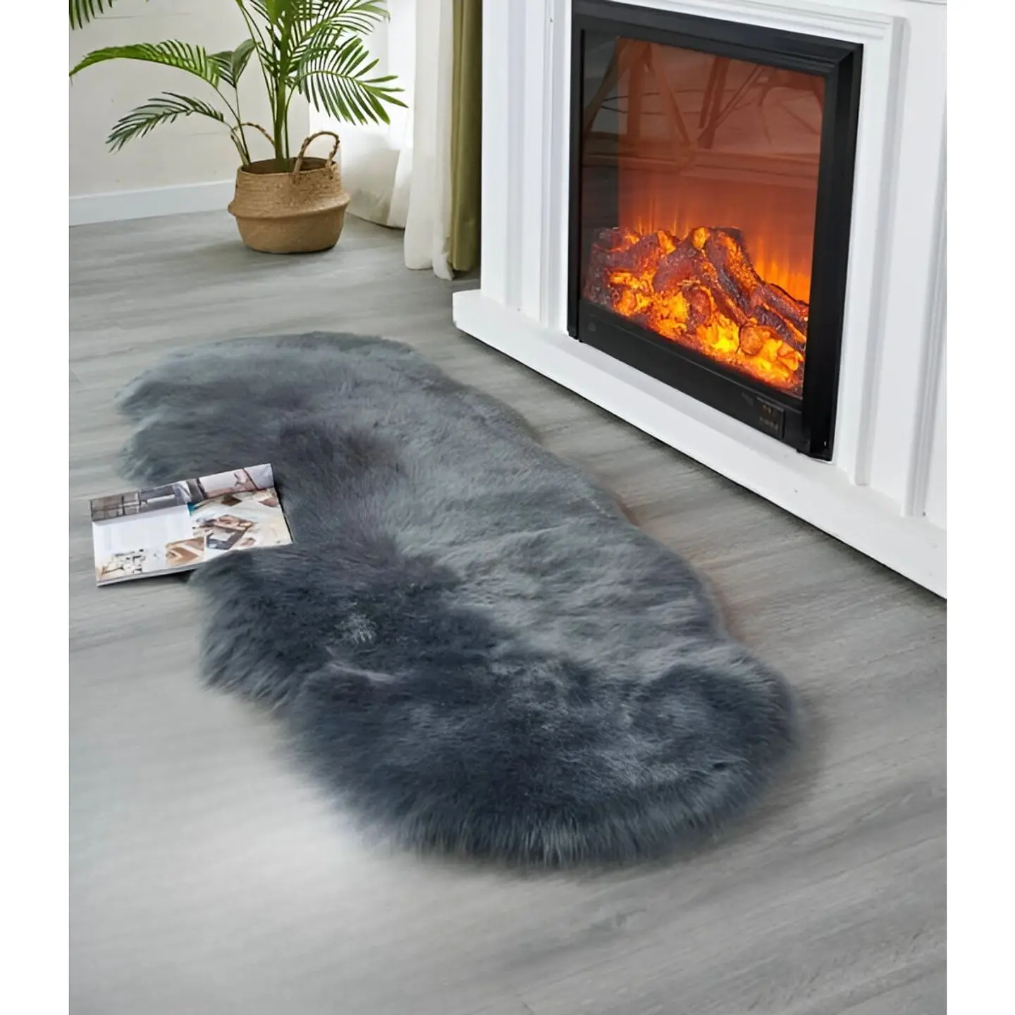 Alfombras Curvas Pelo De Oveja 180X60 - Gris Pardo 1