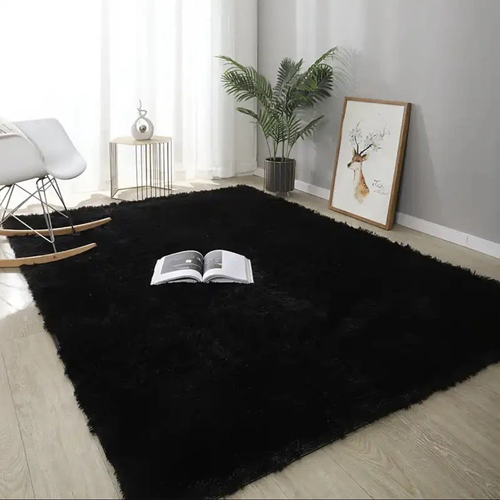 Alfombra Peludas Tipo Shaggy 180Cm X 200Cm Negro 1