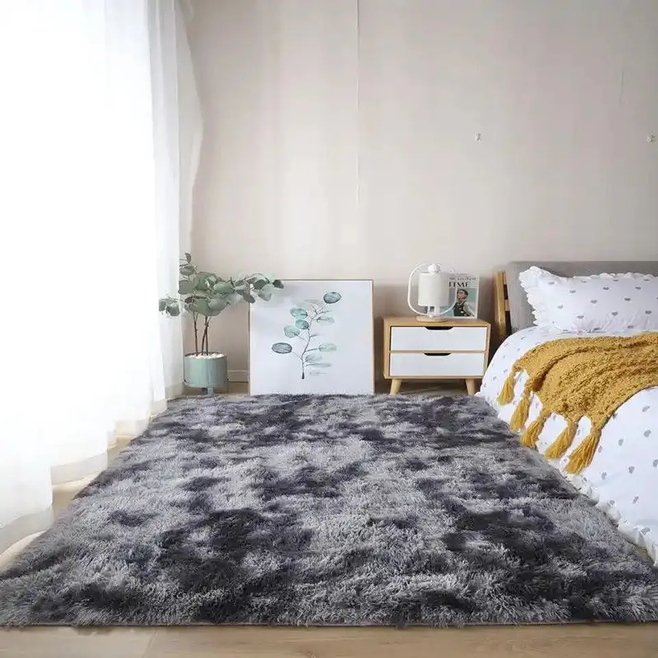 Alfombra Peludas Tipo Shaggy 180Cm X 200Cm Gris Jaspeado 1