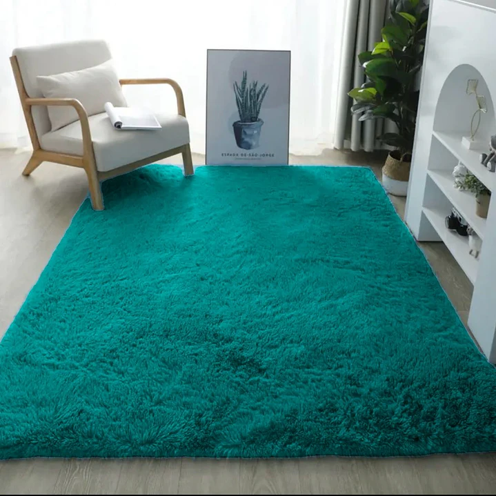 Alfombra Peludas Tipo Shaggy 180Cm X 200Cm Turquesa 1