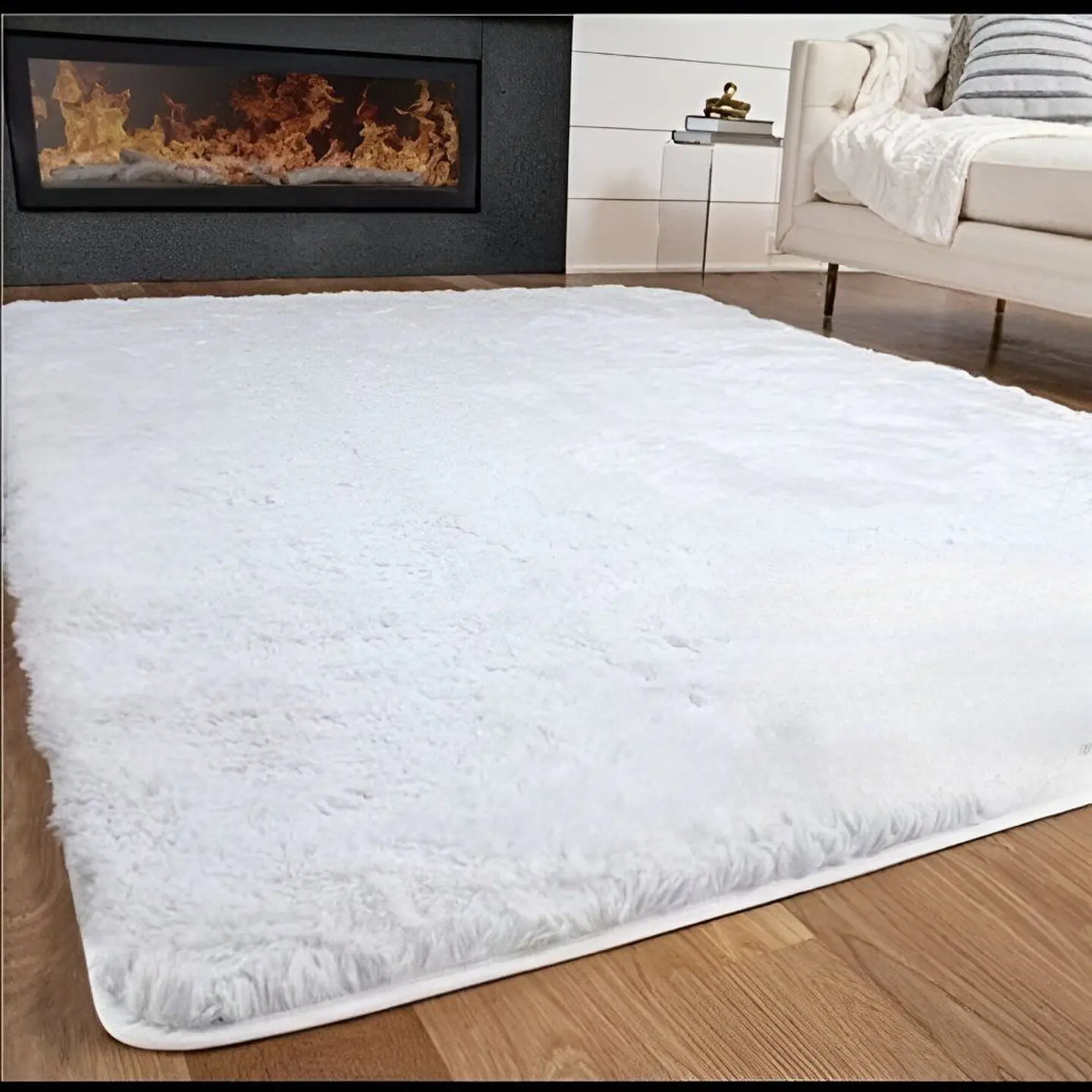 Alfombra Peludas Tipo Shaggy 180Cm X 200Cm Blanco 1
