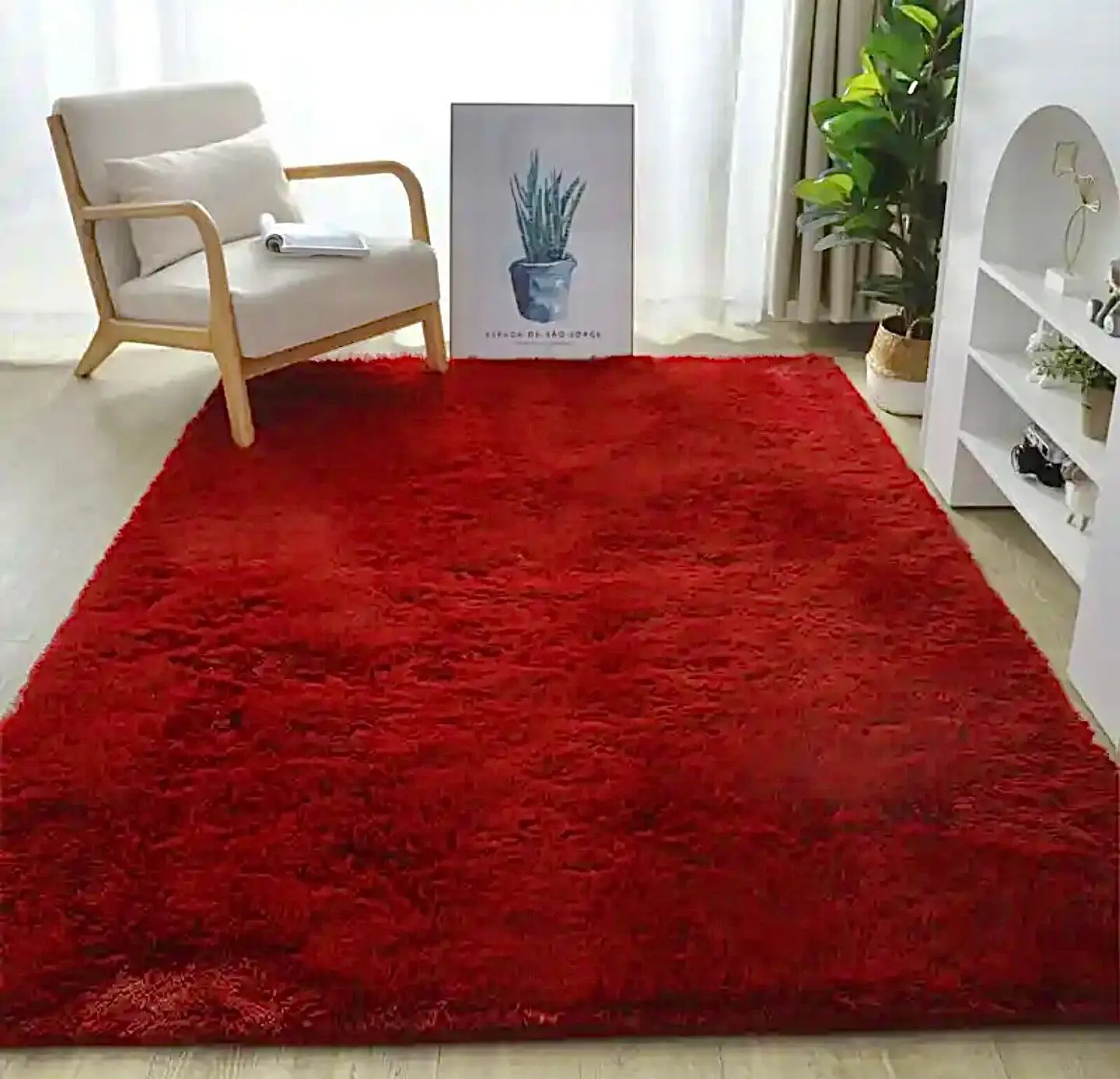 Alfombra Peludas Tipo Shaggy 240Cm X 200Cm Burdeo 1