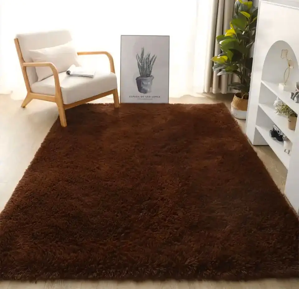 Alfombra Peludas Tipo Shaggy 240Cm X 200Cm Café 1