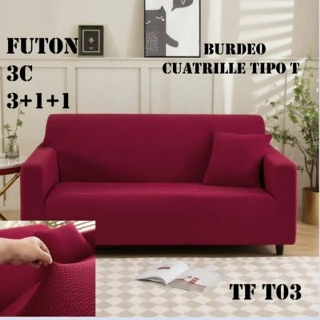 Fundas Sillon Sofa Texturizada Y Elasticadas 3 Cuerpos 1