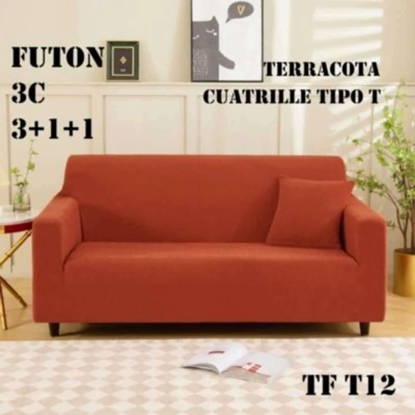 Fundas Sillon Sofa Texturizada Y Elasticadas 3 Cuerpos 1